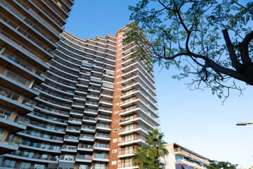 Modern residential buildings reaching for the sky in barcelona, spain