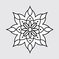 Elegant Black and White Flower Icon Design Vector Illustration.