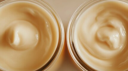 Creamy Greek yogurt with apricot highlights in two jars showcasing rich texture and freshness for healthy culinary delights.