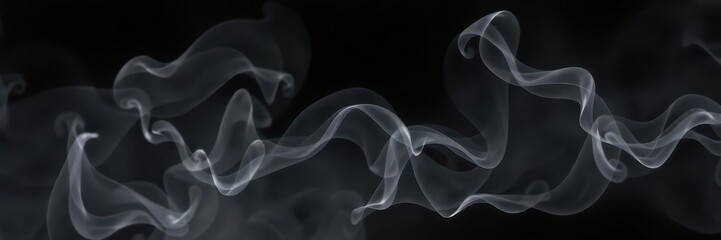 Obraz premium Wispy, ethereal smoke swirls on a deep black backdrop, texture, phantom