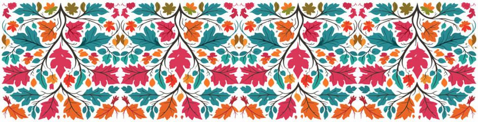 Colorful Autumn Leaves Pattern Vector Illustration Isolated on White Background for wallpaper, wrapping paper, pattern filling, textile, autumn greeting card