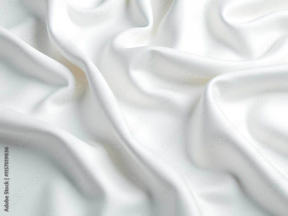 Poster Soft White Satin Fabric Waves In A Serene Background, Perfect For A Banner Created Using Artificial Intelligence Technology. 00002