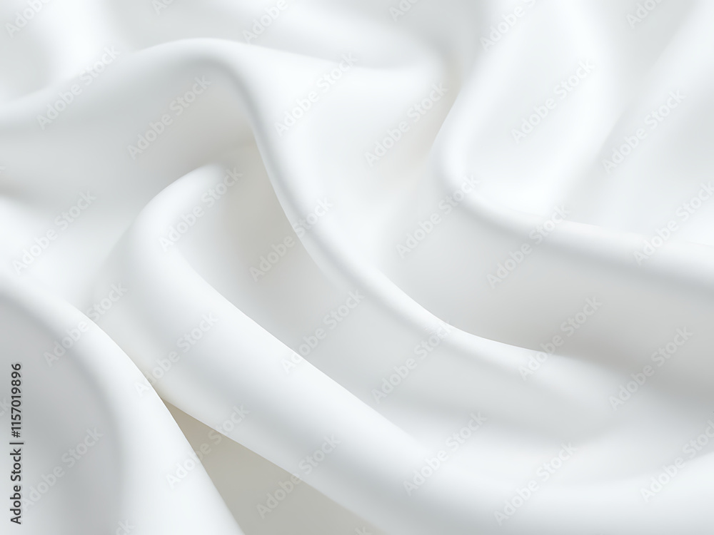 Poster soft white satin fabric waves in a serene background, perfect for a banner created using artificial 