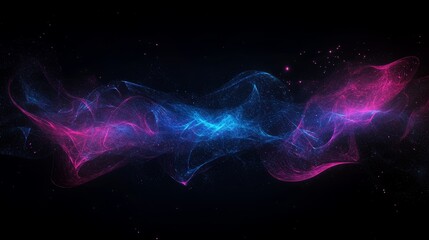 Abstract cosmic nebula, blue and pink swirls.