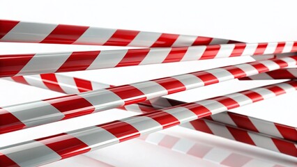 Red & White Striped Caution Tape: Do Not Cross Warning Line - Construction & Crime Scene Safety Stock Photo