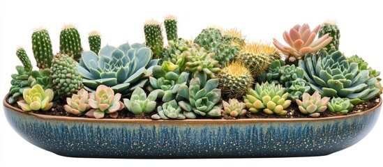 Assorted vibrant cactus and succulent collection in decorative planter perfect for enhancing home decor and indoor gardening spaces