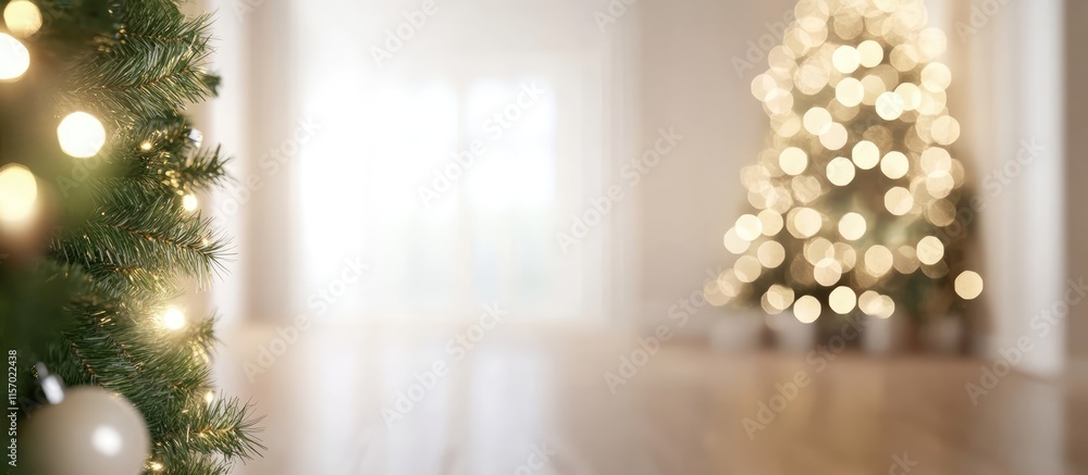 Poster elegant christmas garland and tree creating a soft bokeh effect in a cozy indoor setting warm holida