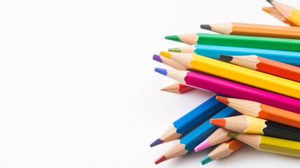 Fototapeta premium Colorful pencils arranged for creative art projects.