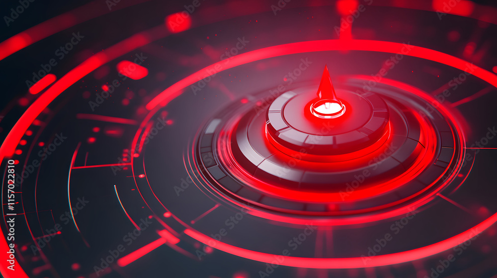 Aufkleber Futuristic red circular design with glowing center and intricate patterns