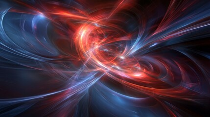 Obraz premium Abstract swirling red and blue energy, fractal art
