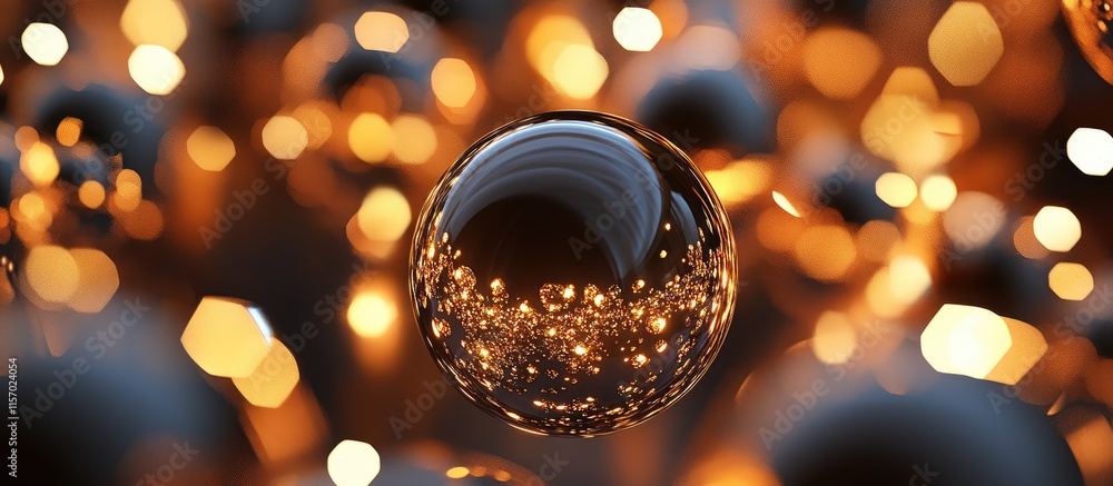 Poster glowing glass christmas ornaments with warm bokeh background creating a festive atmosphere in a vert