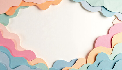 Obraz premium Multicolored wavy paper cutouts on beige background 