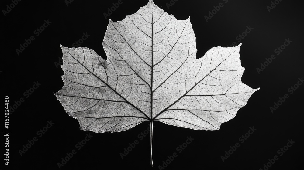 Poster translucent vine leaf illuminated from behind against a dark background showcasing intricate details