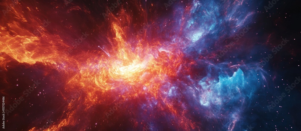 Aufkleber colorful cosmic explosion in deep space with bright hues and dark background creating room for text 
