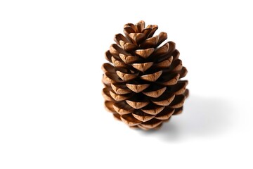 brown pine cone isolated on white background.
