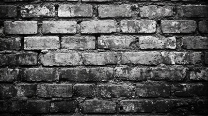 Fototapeta premium Textured Vintage Brick Wall with Weathered Appearance in Black and White for Background or Artistic Use