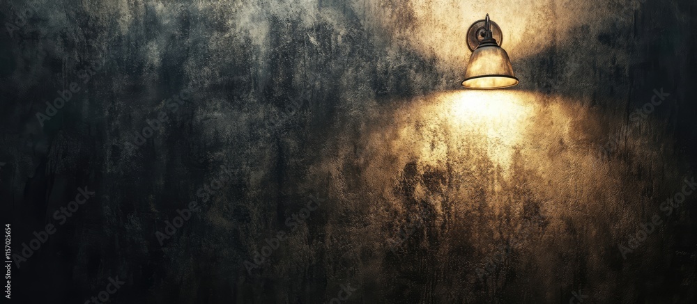 Aufkleber textured concrete wall in urban underground setting illuminated by warm lamp light creating a moody 