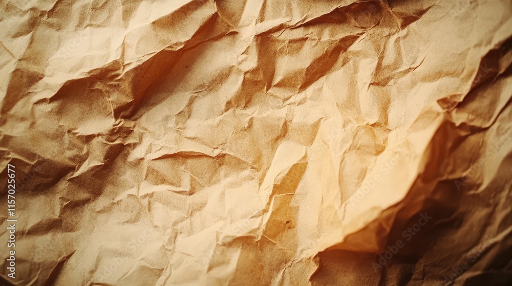 Poster crinkled vintage paper texture creating a warm, rustic background for creative projects and designs