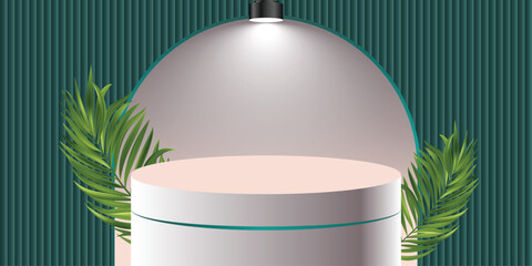 3D round podium background in white color with layers square backdrop. 
Fashion stage showcase mockup scene.
Abstract composition minimalist design. Studio display showroom cosmetic product pedestal, 