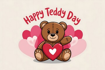 Obraz premium Happy Teddy Day is a sweet and affectionate celebration observed on February 4th as part of Valentine's Week. 