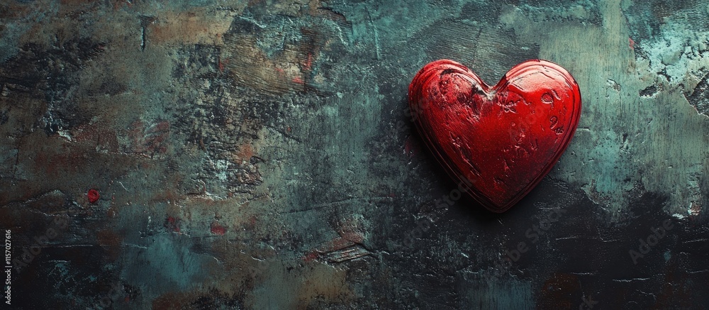 Poster valentines day heart on textured backdrop with space for personalized message and romantic sentiment