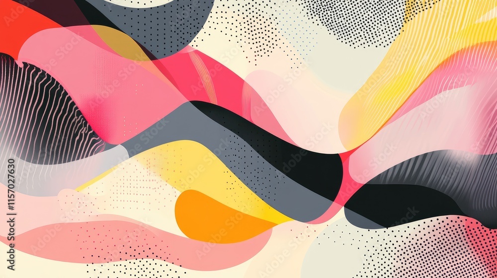 Poster Abstract Colorful Waves with Soft Patterns and Textures in Composition