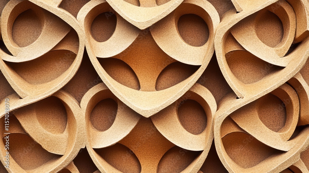 Poster intricate vintage cardboard pattern with curved shapes and textured layers for creative and artistic