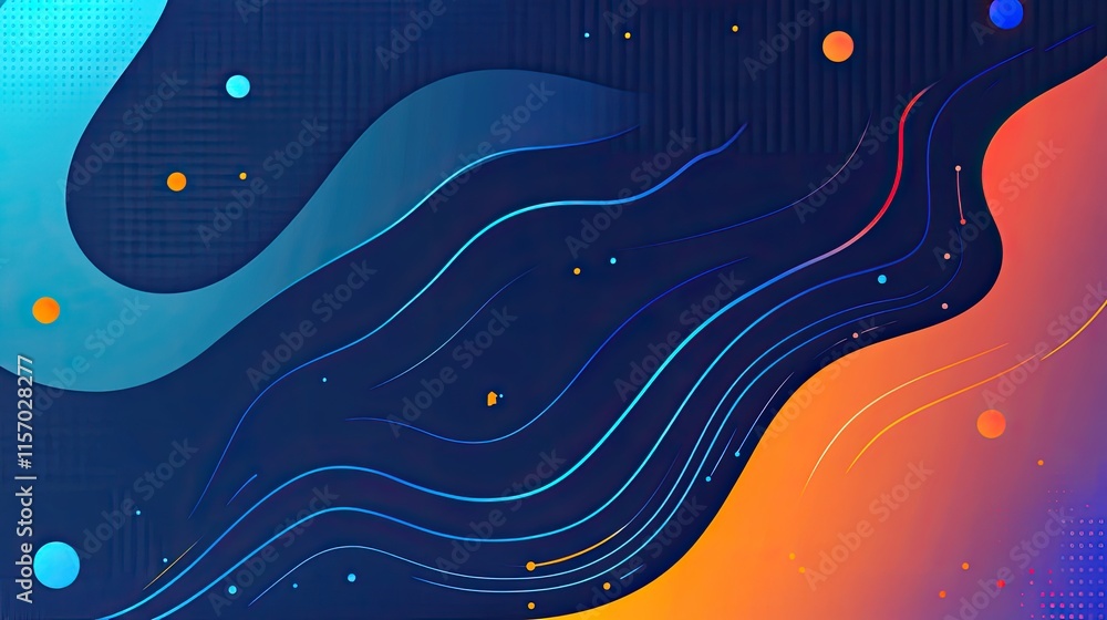 Poster abstract colorful background with waves and circles in vibrant hues