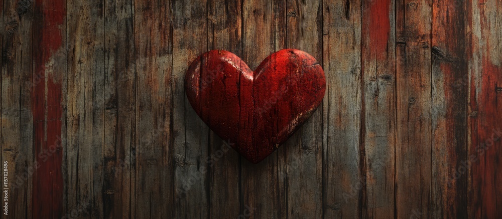 Poster valentine's day card design showcasing a rustic heart on a wooden background with customizable text 