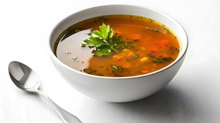 Delicious vegetable soup recipe kitchen food photography bright environment close-up view healthy eating concept