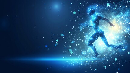 Dynamic runner in glowing energy blur.
