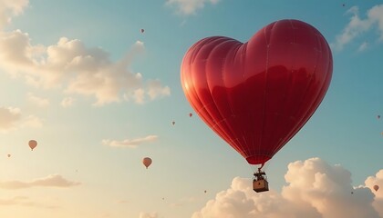 Obraz premium Heart Shaped Hot Air Balloon Soaring Through Clouds