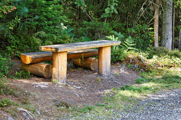 Rest area in the forest for hikers, bavaria