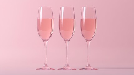 Elegant pink drinks in three tall glasses.