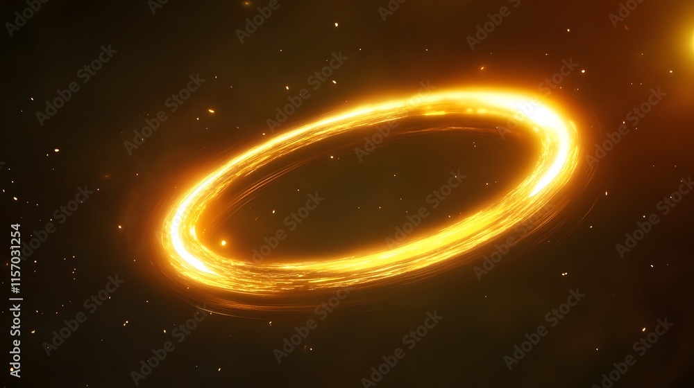 Poster dynamic golden ring formation in space celestial event abstract visualization cosmic environment