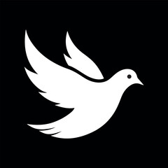 Simple White Dove in Flight Icon. dove icon. bird sign. Animal icon. Flat design simple style vector illustration.