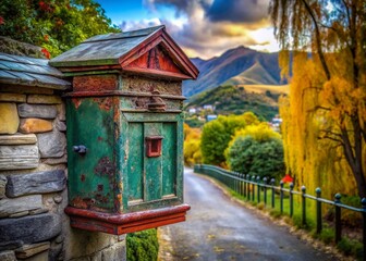 Rustic Old Mailbox, Arrowtown, New Zealand - Historic New Zealand Postbox