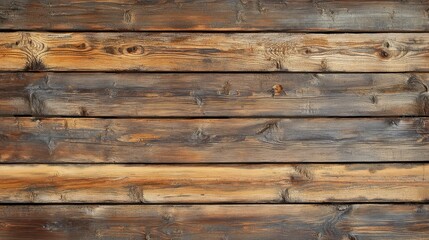 Fototapeta premium Rustic vintage brown wooden planks creating a warm and textured interior background perfect for design and decor projects.