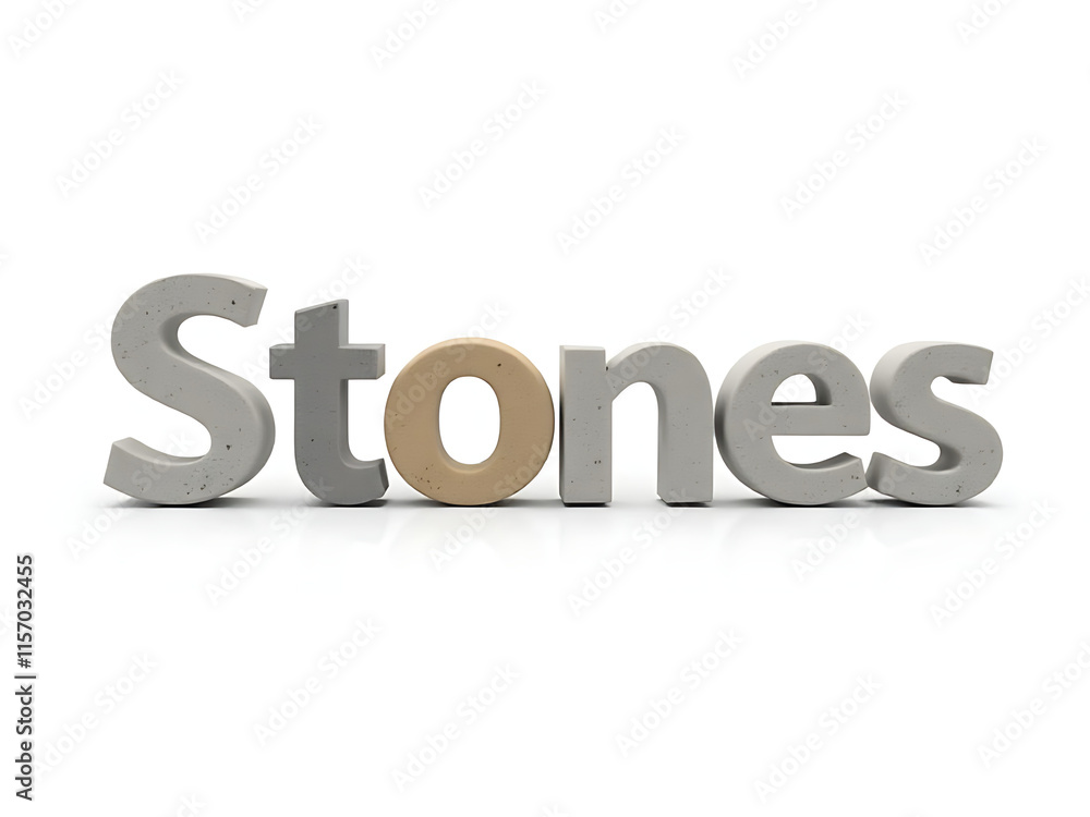 Aufkleber Simple Text Composed Of Stones Isolated Against A White Background With Clean Lines And Minimalistic Design Elements. 00003