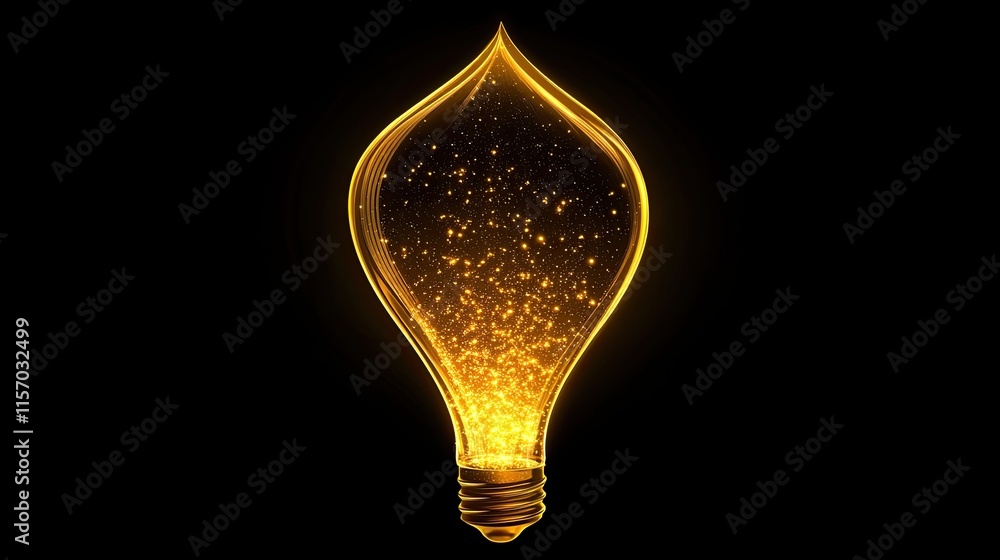 Poster sparkling light bulb with magical glow and shimmering particles