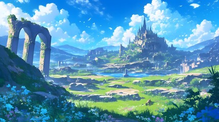 Beautiful anime fantasy landscape