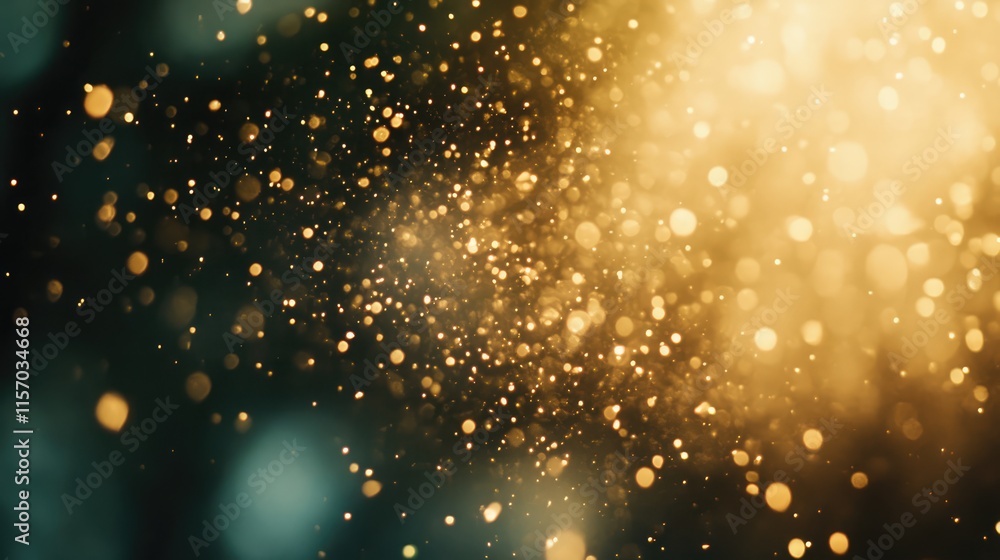 Poster golden bokeh abstract background with shimmering particles and soft light effect for artistic and fe