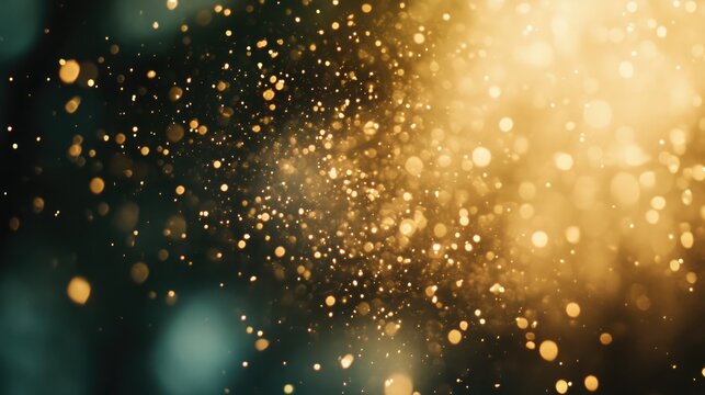 golden bokeh abstract background with shimmering particles and soft light effect for artistic and festive themes