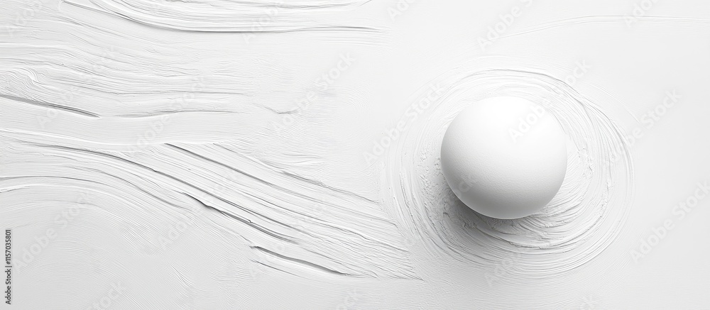 Fototapete Minimalist white egg on a smooth white surface creating a subtle artistic texture and enhancing visual simplicity and elegance.