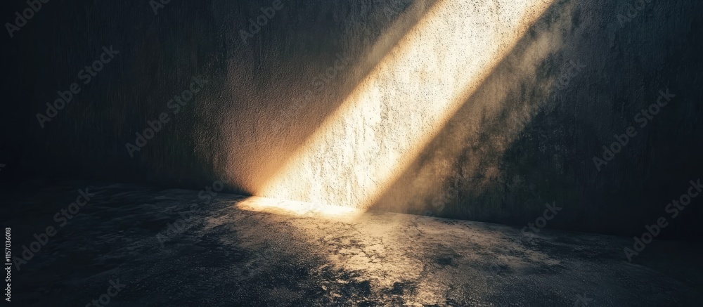 Aufkleber striking contrast of shadows and highlights from a bright light illuminating a textured wall in a di