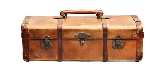 Classic vintage leather travel suitcase isolated on clean white background showcasing timeless design and craftsmanship for travel enthusiasts.