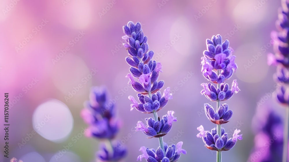 Aufkleber vibrant lavender flowers with soft bokeh background creating a dreamy and serene natural atmosphere 