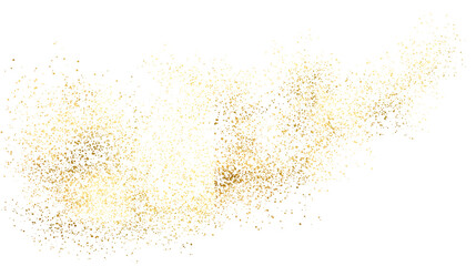 Glitter Golden sparkle PNG. Gold Foil Shiny glittering dust stroke on transparent background  for celebration with glowing golden particles.Template for advertising, web, social media.