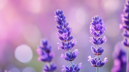 Vibrant lavender flowers with soft bokeh background creating a dreamy and serene natural atmosphere for creative projects.