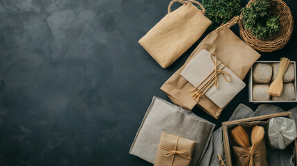 Professional Flat Lay of Zero-Waste Reusable Bags Styled for a Brand Advertisement
